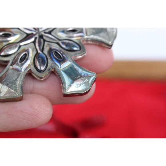 Gorham Ornament Set Silverplate Snowflakes Mini Pitcher Teapot Trio Storage Bag - Picture 13 of 16